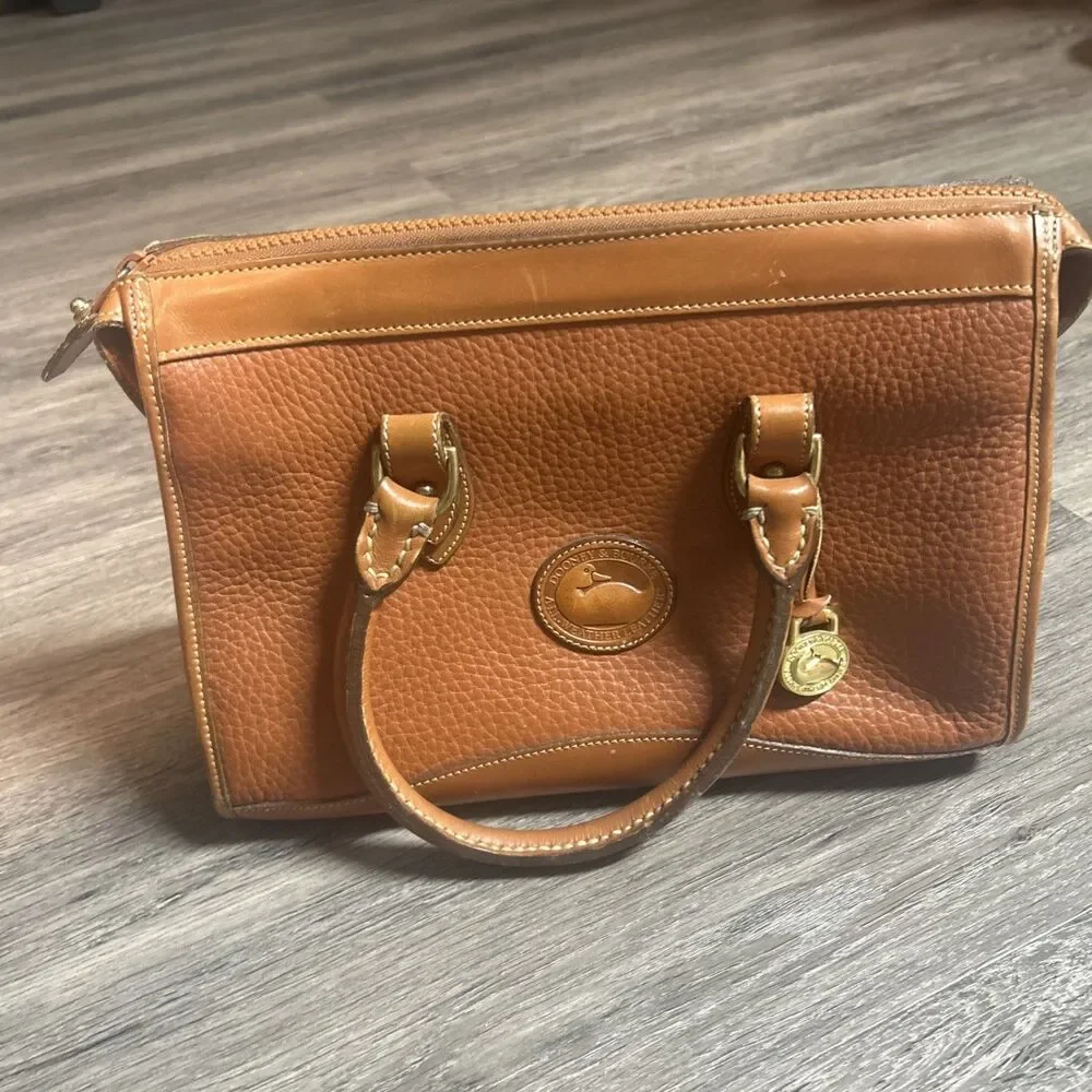 DOONEY & BOURKE Vintage 1990's Leather Tan All Weather Pebbled Satchel Purse Bag